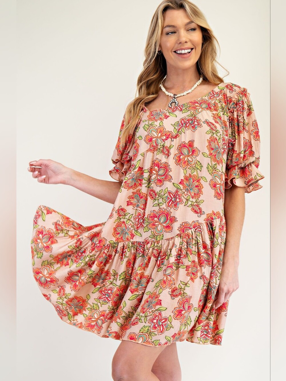 NWT Printed Peach Blossom Dress